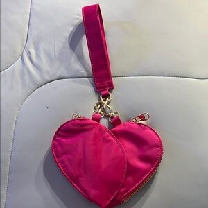 Hot Pink Heart-Shaped double coin purse brand new